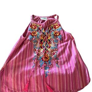 Savanna Jane Pink Multicolor Embroidered Top